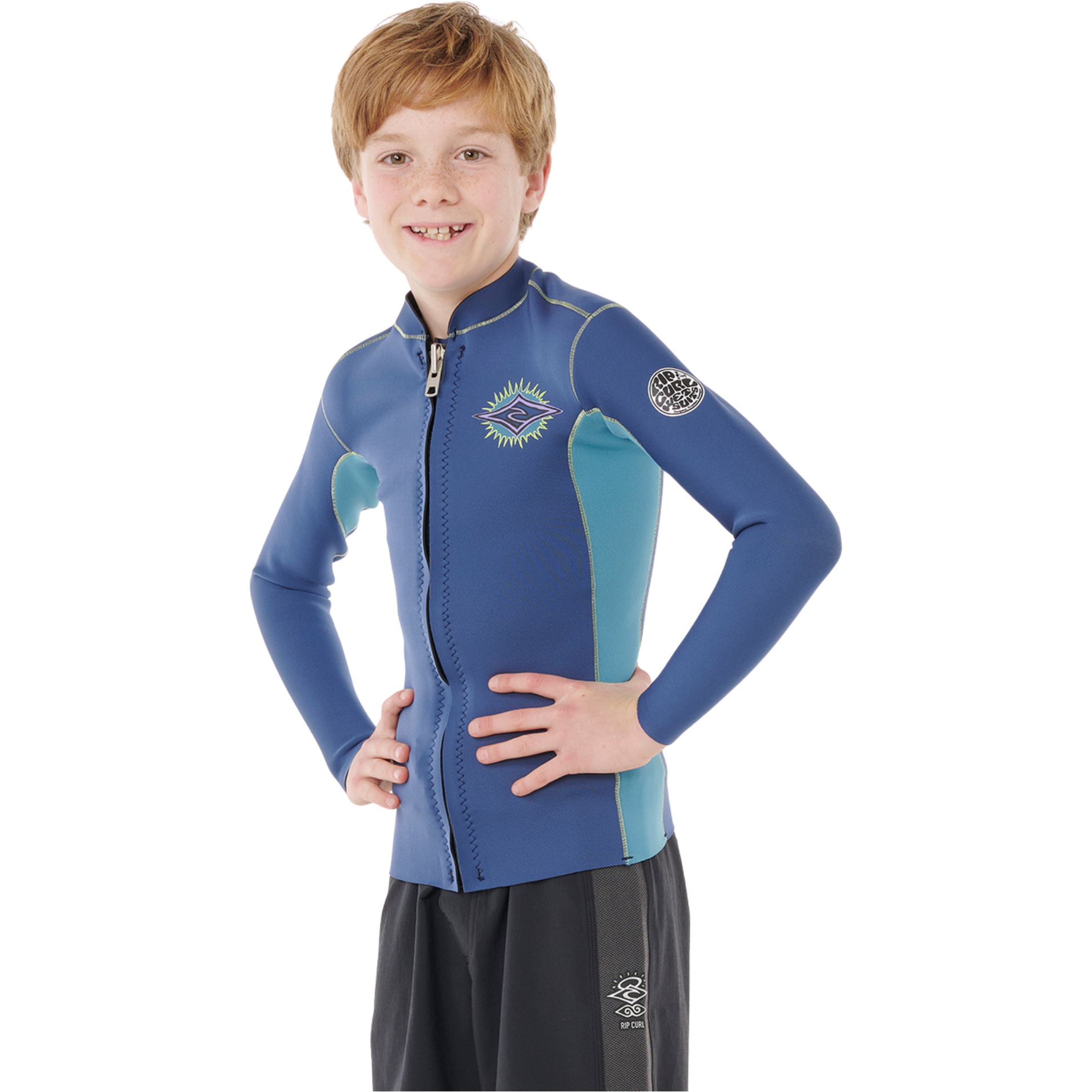 2026 Rip Curl Junior Dawn Patrol Front Zip Neo Jacket 118BWJ - Light Navy